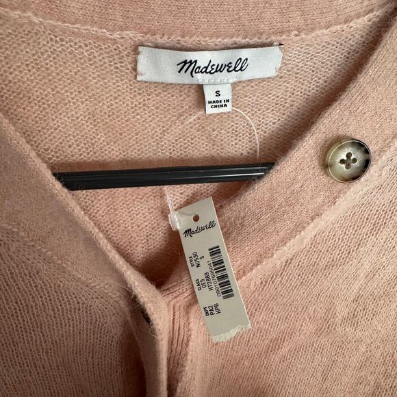 Madewell Alpaca-Blend V-Neck Cardigan WMNS S Pink Button Front NU530 Cropped LS - Picture 8 of 11